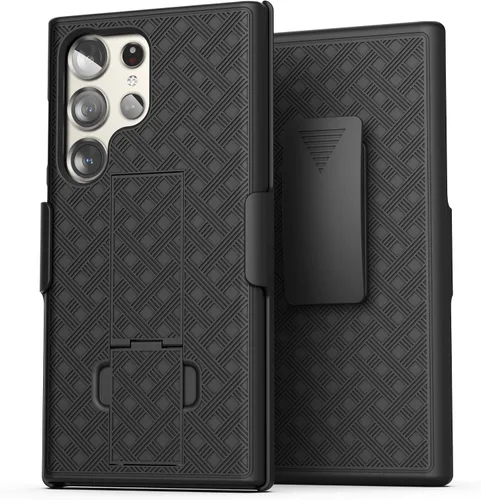 Vista 6 de Galvanox Funda para cinturón diseñada para Samsung Galaxy S24 Ultra - Funda delgada con combo de clip de funda (negro)