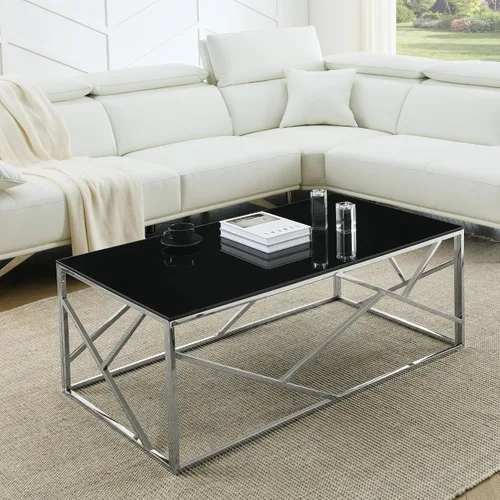 Vista 17 de Mesa de centro de vidrio templado de 31.5 pulgadas, moderna mesa de té dorada de 2 niveles con estante inferior, mesas centrales de lujo con marco