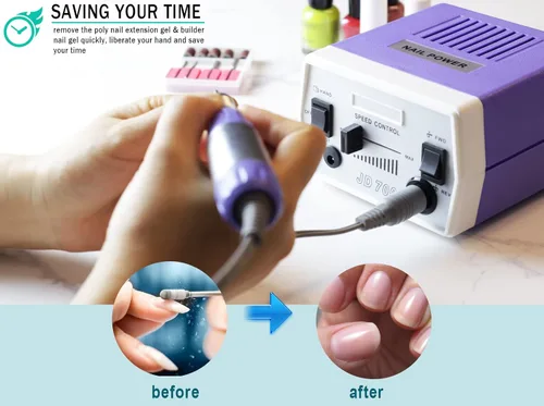Vista 4 de JD700 - Taladro de uñas eléctrico mejorado, brocas de uñas para uñas acrílicas, herramientas profesionales de manicura y pedicura de 30000 RPM