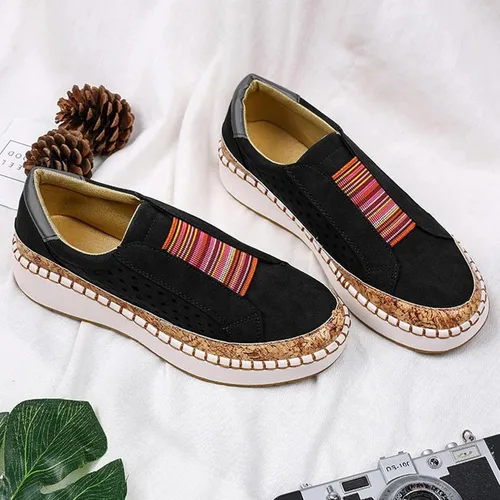 Vista 3 de Zapatos deportivos ortopédicos casuales de alta calidad para mujer, sandalias de plataforma ortopédicas sin cordones, zapatos casuales planos de moda