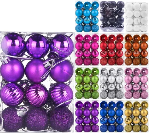 Vista 60 de Emopeak - Juego de 24 esferas navideñas, ornamentos irrompibles, 4 estilos, decoración colgante para árbol de Navidad, boda o fiesta
