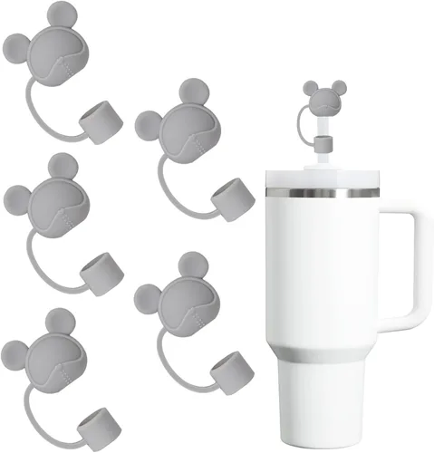 Vista 23 de Juego de 4 fundas de popote con diseño de estrella compatibles con vasos Stanley de 30 y 40 onzas, reutilizables, bonitas puntas de popote