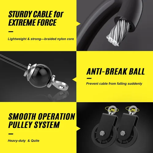 Vista 2 de Concho Sistema de polea de peso, sistema de polea de cable mejorado para gimnasio con cable de peso ajustable y asas desmontables, sistema de polea