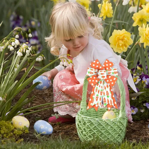 Vista 3 de ALIBBON Lazos de Pascua para coronas, lazos de corona de Pascua de primavera, lazos de zanahoria de Pascua para manualidades, decoración de Pascua