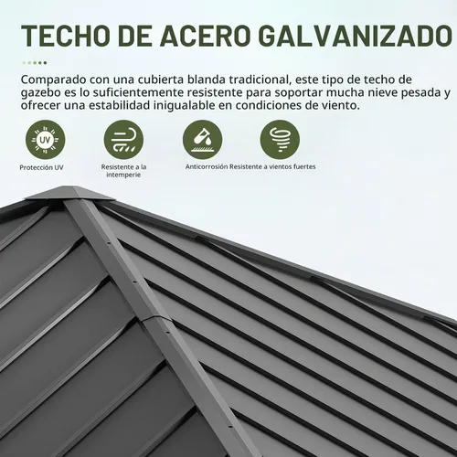 Vista 3 de UDPATIO - Cenador de techo rígido de 10 x 10 pies, kiosco de metal para patio