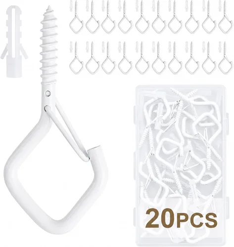 Vista 8 de CADONO 30 PCS Ganchos Colgantes de Copa con Tornillo con Hebilla de Seguridad, Ganchos de Tornillo a Prueba de Viento Perfectos para Colgar Luces