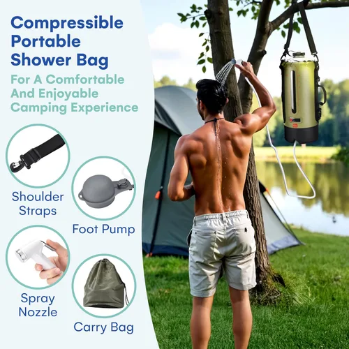 Vista 4 de HappyPo Ducha de camping - Bomba de ducha solar portátil para acampar