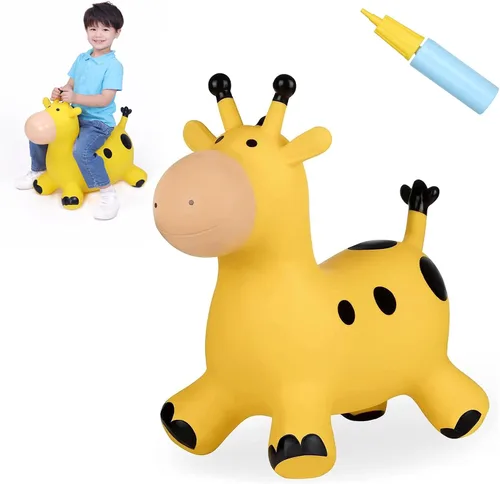 Vista 16 de INPANY Caballo hinchable, juguetes de tolva de dinosaurio, animal que rebota para niños, decoraciones de fiesta de dinosaurios, inflable para niños