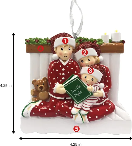 Vista 4 de Adorno de Navidad familiar 2025 – Adorno personalizado para familias – Adorno familiar personalizado – Regalo de recuerdo decorativo para árbol