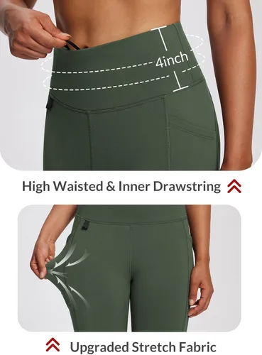 Vista 44 de baleaf Leggings con forro polar para mujer, impermeables, pantalones de senderismo de invierno, mallas térmicas para correr, bolsillos