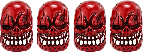 Vista 5 de Lunsom Tapas de vástago de válvula de neumático de calavera para válvulas de aire de automóvil, ruedas de presión, accesorios para llantas de Verde