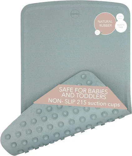 Vista 9 de HEVEA Tapete de baño ondulado de goma natural, largo, 28 x 16 pulgadas, tapete antideslizante para ducha y bañera con 388 ventosas, sin plástico