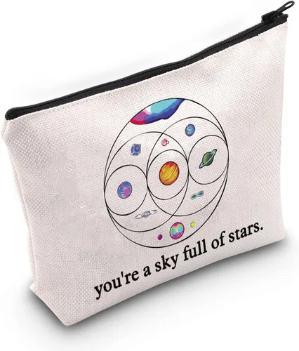 Vista 8 de LEVLO Bolsa de maquillaje cosmética para banda musical, diseño de estrellas, luna, sol, regalo, You'Re a Sky Full Of Stars Make Up Zipper Bag