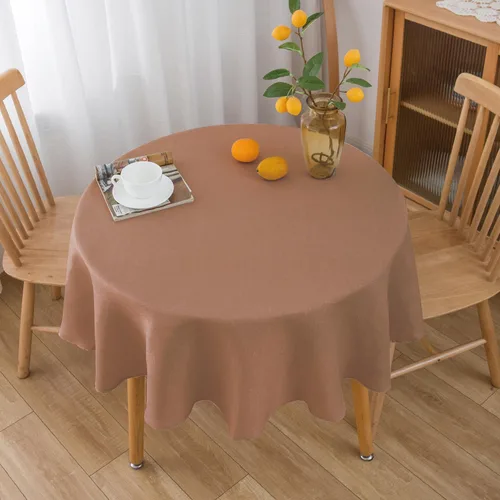 Vista 14 de NLMUVW Mantel de Lino Marrón para Mesas Redondas, Mantel Pequeño Color Chocolate, Cubierta de Mesa Estilo Granja para Cocina, Comedor, Café, 36