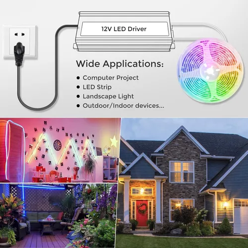Vista 5 de Fuente de alimentación LED de 12V 30W, transformador adaptador controlador LED IP67 impermeable 12V 110V CA a 12V CC de bajo voltaje con enchufe