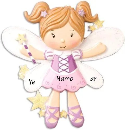 Vista 2 de Adorno personalizado para niños 2025 Árbol de Navidad de hadas, decoración personalizada personalizada Pixie Fairytale Boys Girls Ornament Station