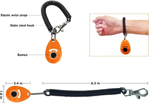 Vista 3 de MODUS Clicker de entrenamiento de mascotas para perros – Clicker con correa ajustable para la muñeca – Clicker de refuerzo positivo para perros