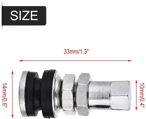 Vista 3 de 10Pack Metal Valve Stems TR161 Car Truck Bolt in Tire Tyre Valve Short Stems with Dust Cap Black for ATV Car Go-Kart Boat Trailer Motorcycle