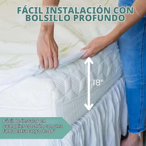 Vista 5 de RestLine - Protector de colchón impermeable de bambú de primera calidad, tamaño individual