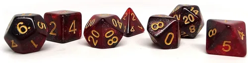 Vista 2 de Stardust - Juego de dados poliédricos de plástico para juegos de mesa y RPG (Crimson Stardust)