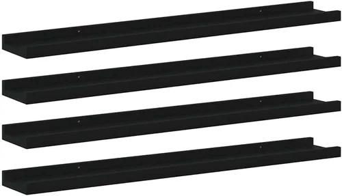 Vista 15 de Black Floating Shelves Set of 4, Wall Mounted MDF Shelves with Matte Finish for Living Room, Bedroom Decor Display