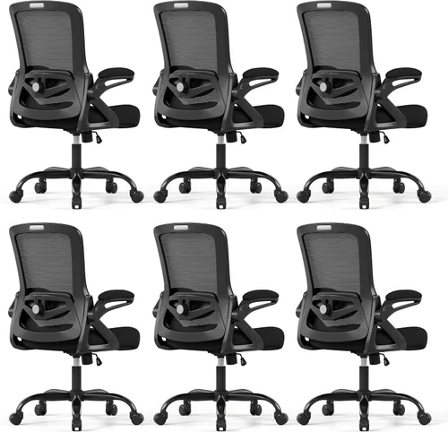 Vista 14 de Silla de Oficina Ergonómica, Silla de Escritorio con Soporte Lumbar Ajustable, Sillas de Computadora Cómodas de Malla Transpirable con Reposabrazos