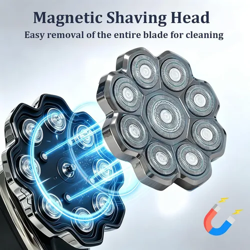 Vista 6 de AURTEC Afeitadora eléctrica flotante 9D de cabeza calva, kit de aseo húmedo