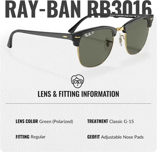 Vista 25 de Ray-Ban RB3016 CLUBMASTER CLASSIC - Gafas de sol de forma cuadrada con kit oficial de gafas
