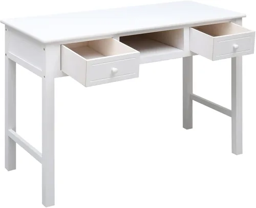 Vista 3 de Tidyard Escritorio con 2 cajones de almacenamiento y compartimento abierto, mesa de estudio de madera, mesa de consola de escritorio de computadora