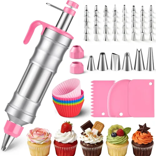 Vista 8 de Kit de decoración de tartas, juego de jeringas para decoración de tartas 18 piezas - negro