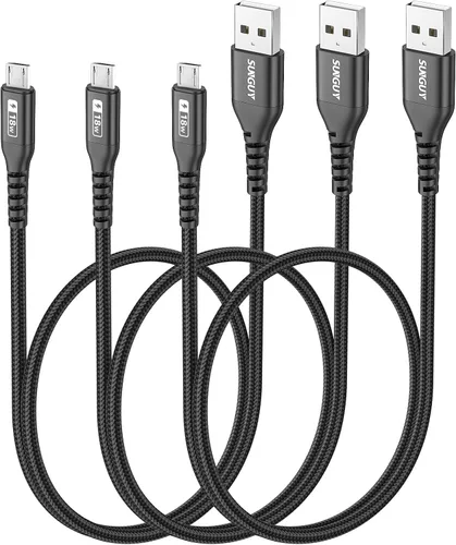 Vista 18 de SUNGUY Cable micro USB corto de 6 pulgadas, paquete de 3, cable USB a micro USB de 0.5 pies, cable de transferencia de datos USB 2.0 trenzado