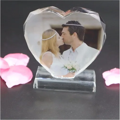 Vista 3 de Marco de fotos de cristal 3D personalizado para parejas, marco de fotos personalizado con texto de imagen, regalos de fotos personalizados