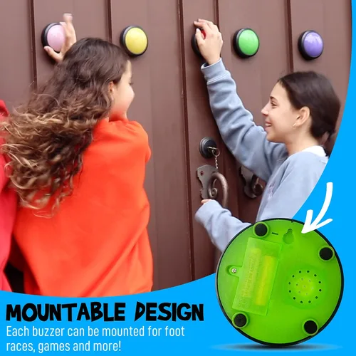 Vista 4 de Teacher's Choice Paquete de 4 zumbadores de juego con sonidos fuertes únicos para cada zumbador Ideal para juegos de trivia, peleas familiares