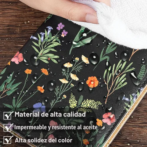 Vista 7 de Unicorn Catcher Libro de mesero para camarera de cuero PU, 5 x 8 pulgadas Flores a