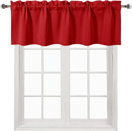Vista 52 de DWCN Cenefa para ventana de cocina, con bolsillo para barra, para ventana, sala de estar/sótano, 36 x 16 pulgadas de largo, 1 panel, beige