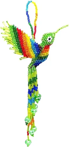 Vista 27 de Mia Jewel Shop - Figurina colgante decorativa de colibrí Figuras de pájaros para decoración del hogar Adorno de vidrio checo con cuentas