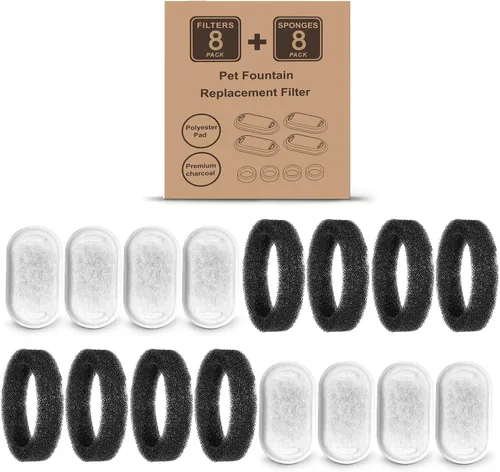 Vista 7 de Filtros de fuente de agua para gatos para dispensador de fuente de agua de acero inoxidable para mascotas de 108oz/3.2L y 67oz/2L, filtro