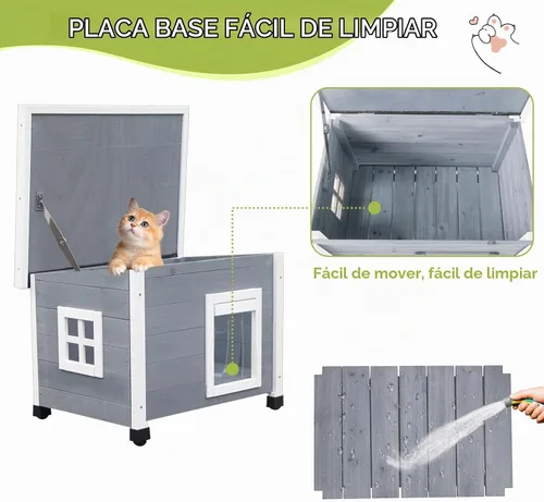 Vista 4 de Agitree - Casa de madera para mascotas para exteriores, refugio de invierno resistente a la intemperie para gatos pequeños y pequeños, diseño