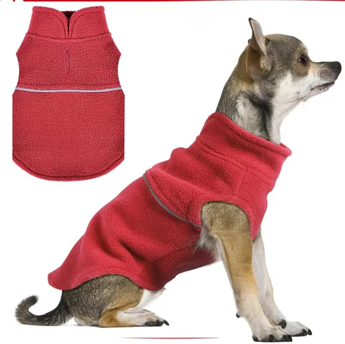 Vista 10 de Suéteres para Perros Pequeños para Niñas, Chaleco de Forro Polar para Perros con Orificio para Correa, Suéter Cálidamente Ajustable, Chaqueta