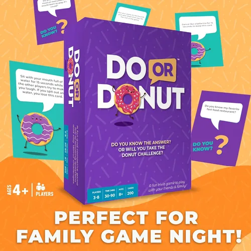 Vista 6 de Juego de cartas Do or Donut – Emocionante desafío de noche de juegos en familia y para parejas, juego divertido para reuniones familiares, fiestas
