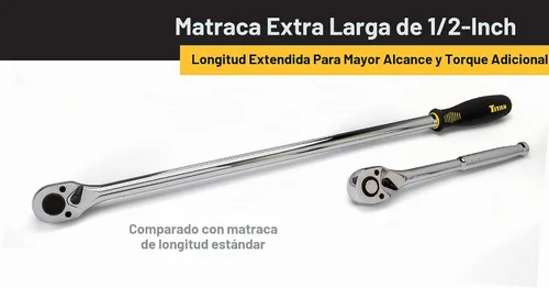 Vista 3 de Titan 11306 Trinquete extra largo de 1/2 pulgada de impulso x 24 pulgadas de 36 dientes