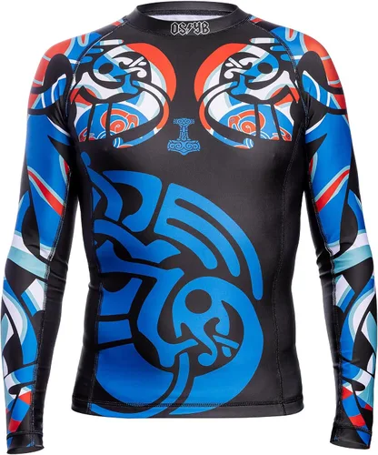 Vista 12 de Hardcore Training Camiseta de compresión para hombre, manga larga, Jiu Jitsu, MMA No-Gi, BJJ apretada, capa base de combate Negro Gris