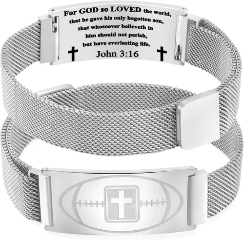 Vista 69 de Regalos de graduación, pulsera de fútbol, fútbol, baloncesto, béisbol, regalos de pulsera, pulseras de cruz de fe para hombres, bautismo, primera