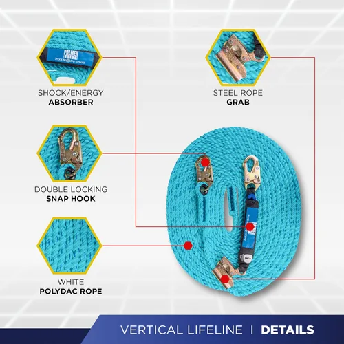 Vista 4 de Palmer Safety V5504 Kit de techado, arnés de construcción, conjunto de línea de vida vertical y bolsa de lona