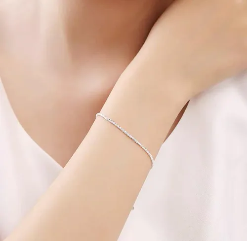Vista 6 de Silver Link Bracelet, Silver Adjustable Chain Bracelets, Dainty Sparkle Chain Bracelet Jewelry for Women