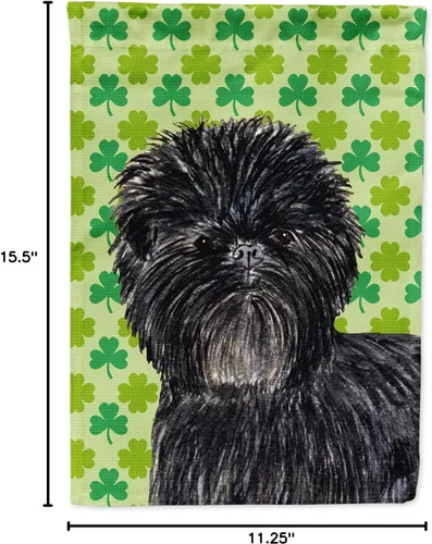 Vista 7 de Caroline's Treasures SS4442GF Affenpinscher Bandera de jardín con retrato de trébol del día de San Patricio para buzón, bandera decorativa