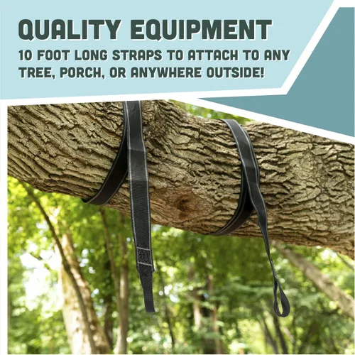 Vista 3 de Squirrel Products Dos correas de nailon para colgar columpios para árboles, 10 pies cada una