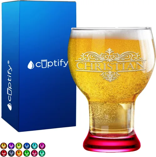 Vista 21 de Vaso de cerveza personalizado con nombre de círculo elaborado de 16 onzas, parte inferior negra, grabado maestro selecto, con texto personalizado