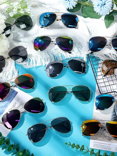 Vista 8 de Weewooday 25 pares de lentes de sol polarizados redondos, retro, de gran tamaño, vintage, para mujeres y hombres, lentes de sol con marco de metal
