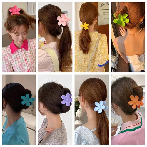 Vista 5 de Pinzas para el cabello de flores, 8 unidades, pinzas grandes para mujeres y niñas, cabello grueso y delgado, agarre fuerte, antideslizante, gran